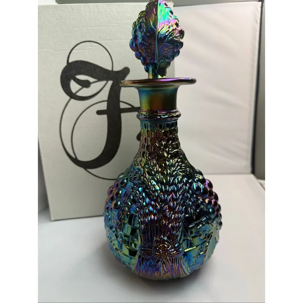 Fenton Amethyst Golden Harvest Carnival Glass Decanter w/Stopper and Box